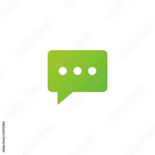 Typing in a chat bubble. Green comment sign symbol. Stock vector illustration on white background.