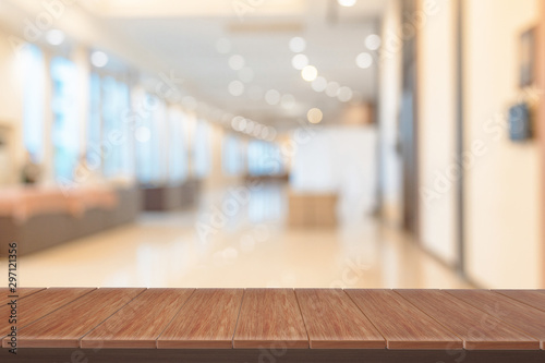 wooden  shelves with view blurred backdrop.you can used for display products. or add your own text on space.