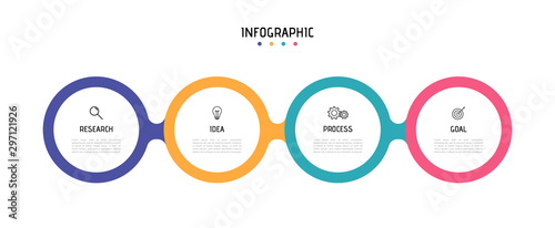 Business process infographic template. Colorful circular elements with numbers 4 options or steps. Vector illustration graphic design