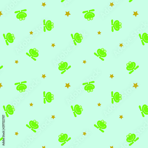 Seamless pattern with cute cartoon frog. Baby pattern.