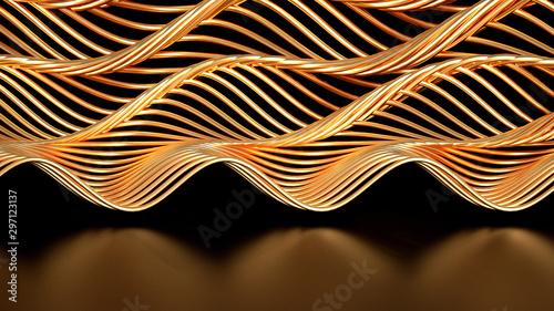 Golden wave background. 3d illustration  3d rendering.