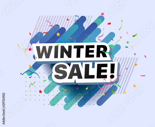 Modern banner of winter sale. Vector illustration of winter decorative poster template design. Winter abstract background discount special offer for shop, online store, supermarket, fair, boutique