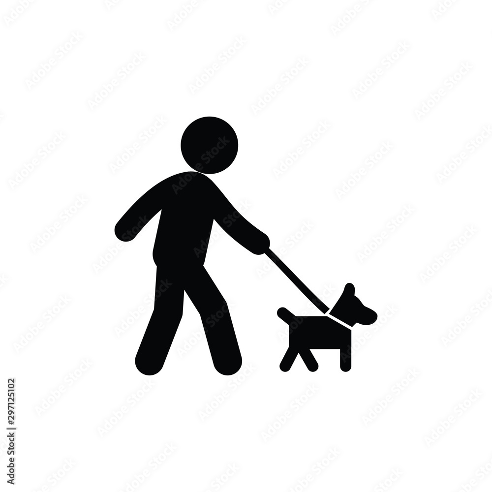 Vetor de walking with dog icon vector. Linear style sign for mobile