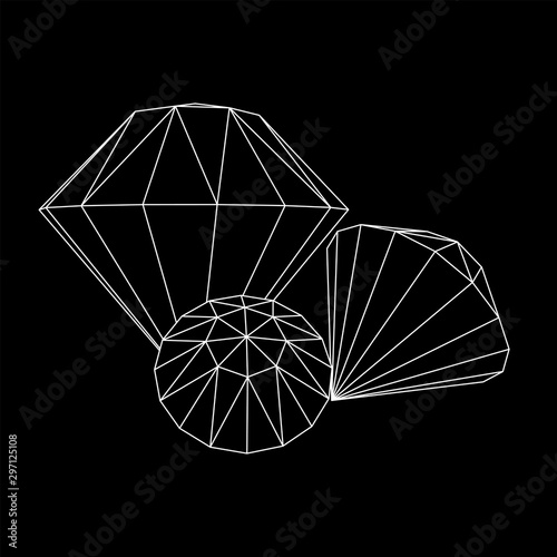 Diamond wireframe low poly mesh vector illustration.