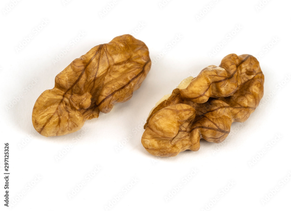 Walnuts kernel isolated on white background, Top view. Walnuts kernel isolated on white background, Top view.
