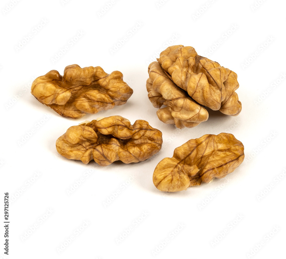 Walnuts kernel isolated on white background, Top view. Walnuts kernel isolated on white background, Top view.