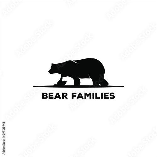 Black Bear family logo stock, vector 