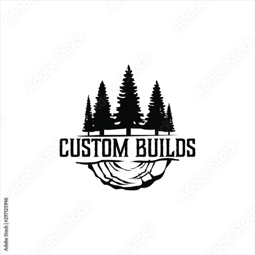 Logging Logo Pine Tree Lumber Vector Badge
