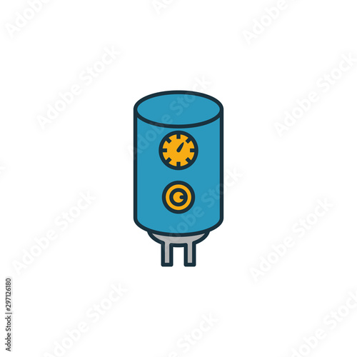 Heater icon set. Four elements in diferent styles from household icons collection. Creative heater icons filled, outline, colored and flat symbols