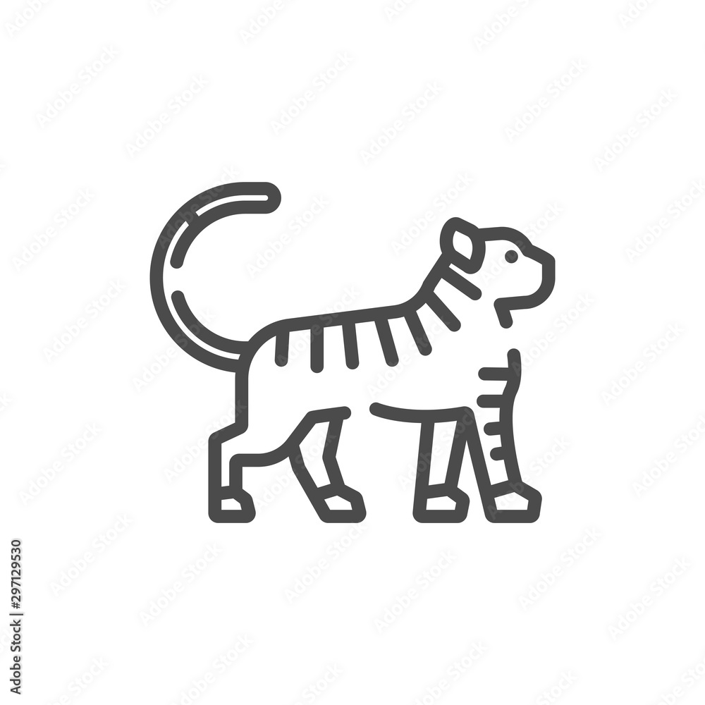 Obraz premium Tiger icon vector. Linear style sign for mobile concept and web design. Tiger symbol illustration. Pixel vector graphics - Vector.