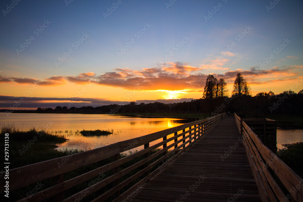 Bridge over Water at Sunset