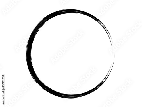 Grunge circle made of black paint.Grunge oval shape made for marking.Grunge black logo.