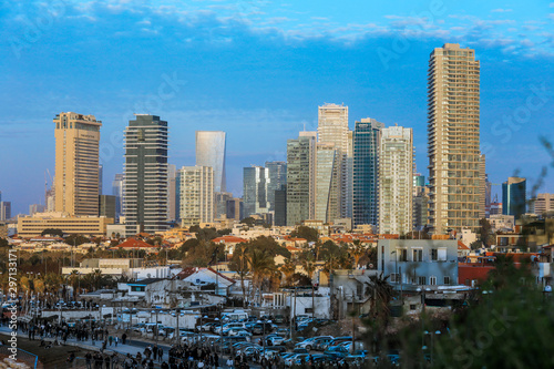 Cloudy Blue Sky under Tel Aviv Sea Side  Israel