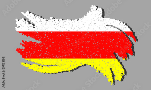 Grunge flag of South Ossetia  flag of South Ossetia with shadow on isolated background  vector illustration