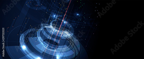 Quantum processing. Deep learning artificial intelligence. Future new technology  for business or science presentation