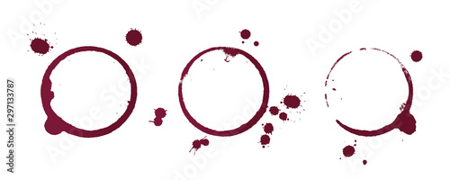 Red wine stain rings isolated on white background