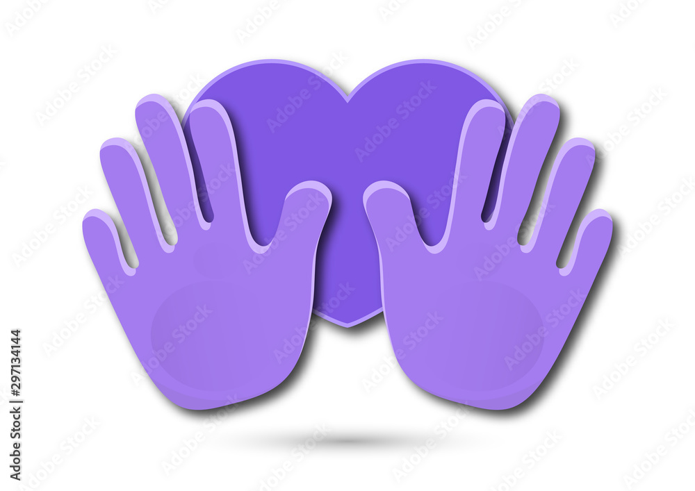 Icon. Colorful design of united loving hands. Hand giving a heart, happy valentines day. Icon. Colorful design of united loving hands. Hand giving a heart, happy valentines day.