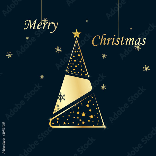 Modern christmas tree with gold color design for background