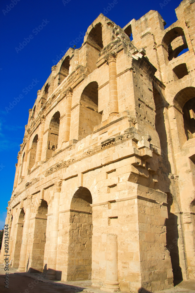 Coliseum of El Jem Tunisia. Ancient amphitheatre