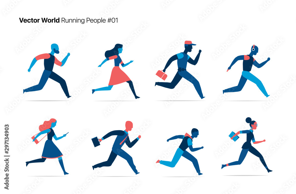 A acollection of running characters A acollection of running characters