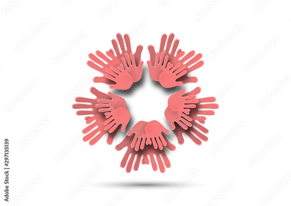 Obraz premium Icon. Colorful design of united loving hands. Hand giving a heart, happy valentines day.