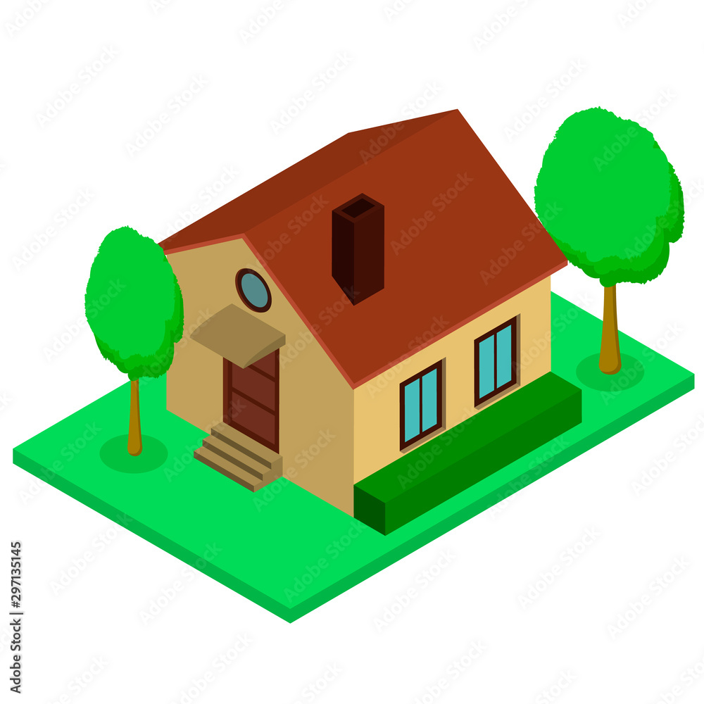 Isolated isomatic small house, Vector Property Set
