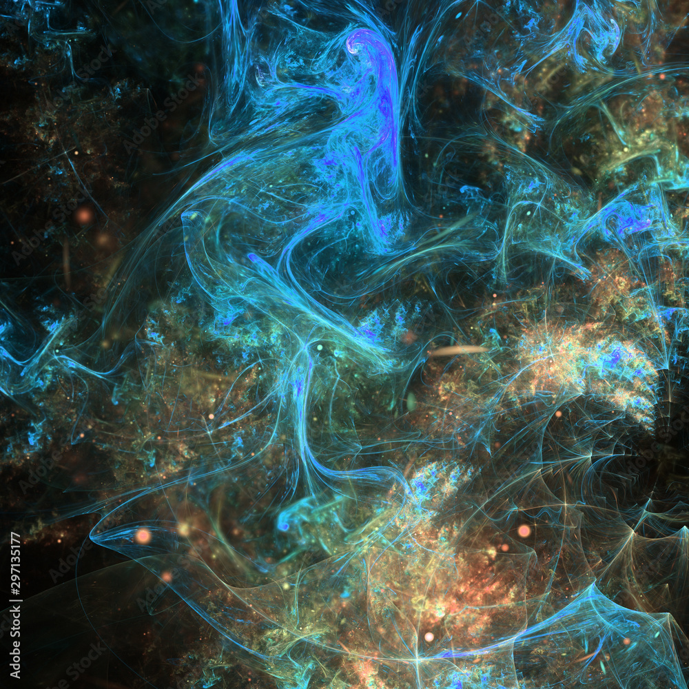Abtsract swirly smoke fractal texture, digital artwork for creative graphic design - obrazy, fototapety, plakaty 