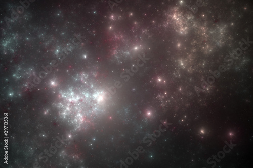 Dark fractal sky with stars, digital artwork for creative graphic design