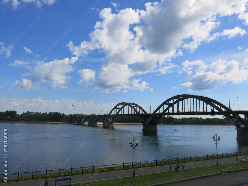 Naklejka premium arch bridge over the Volga