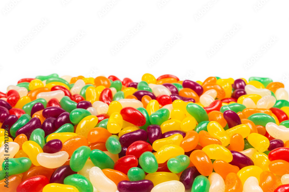 Colorful jelly beans isolated on white. Colorful jelly beans isolated on white.