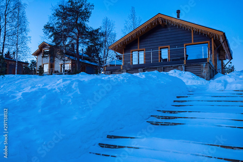Cottage Village. Steps lead...