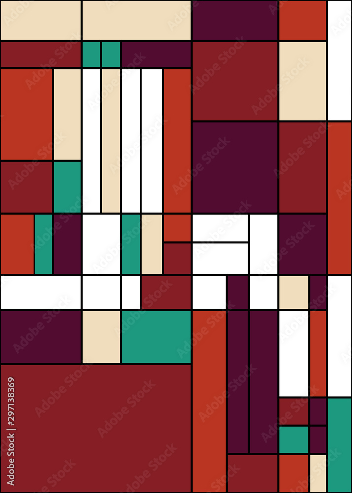 Piet Mondrian style Abstract Computational Generative Art background illustration