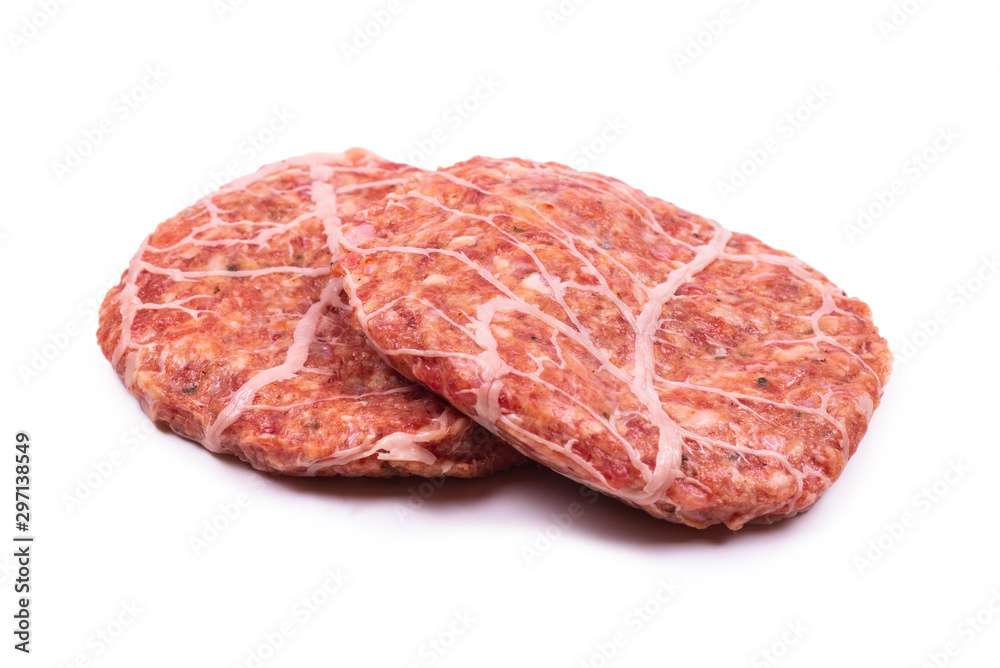 Fototapeta premium Burger cutlet isolated on white.