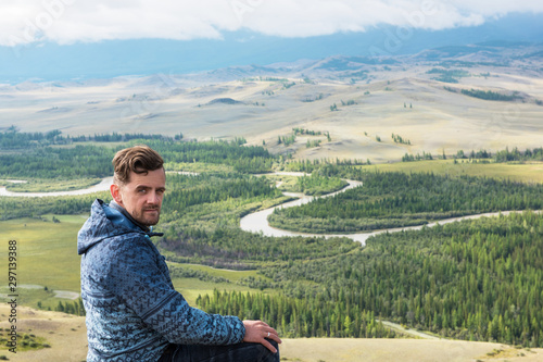 Man watching to glacier in ...