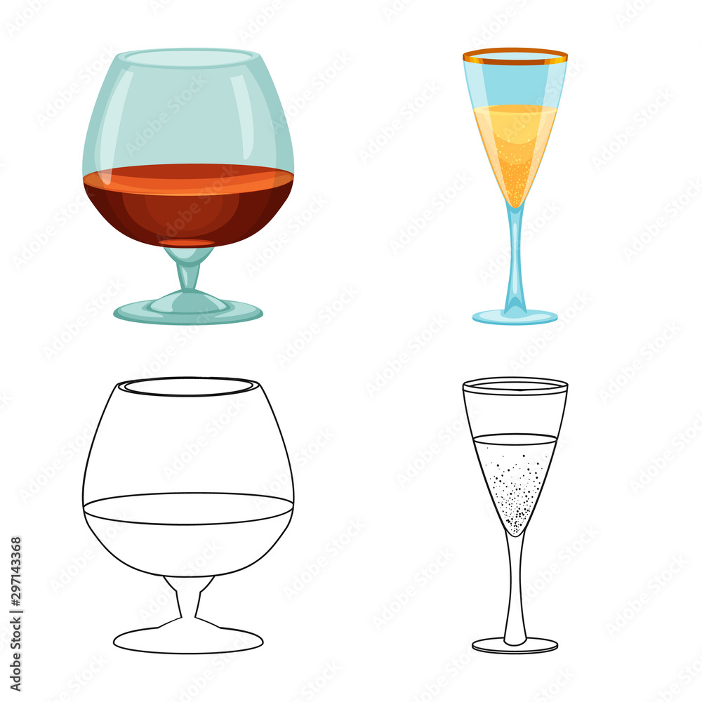 Isolated object of drink and bar symbol. Set of drink and party stock vector illustration.