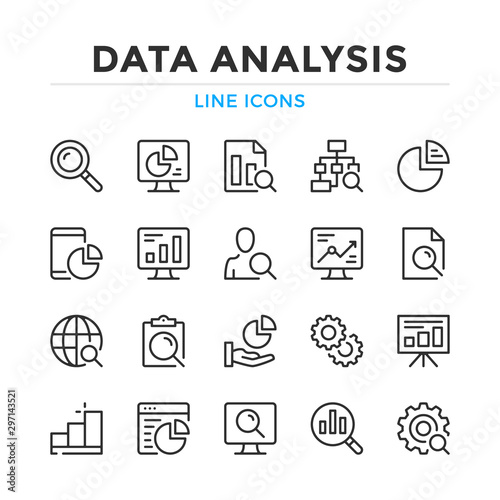 Data analysis line icons set. Modern outline elements, graphic design concepts, simple symbols collection. Vector line icons