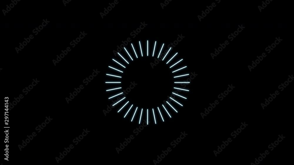 4K Video Loading transfer download animation 0-100 futuristic - HUD elements and counter, pending part is loop, alpha mask included - motion graphics. light blue loading circle ring bar