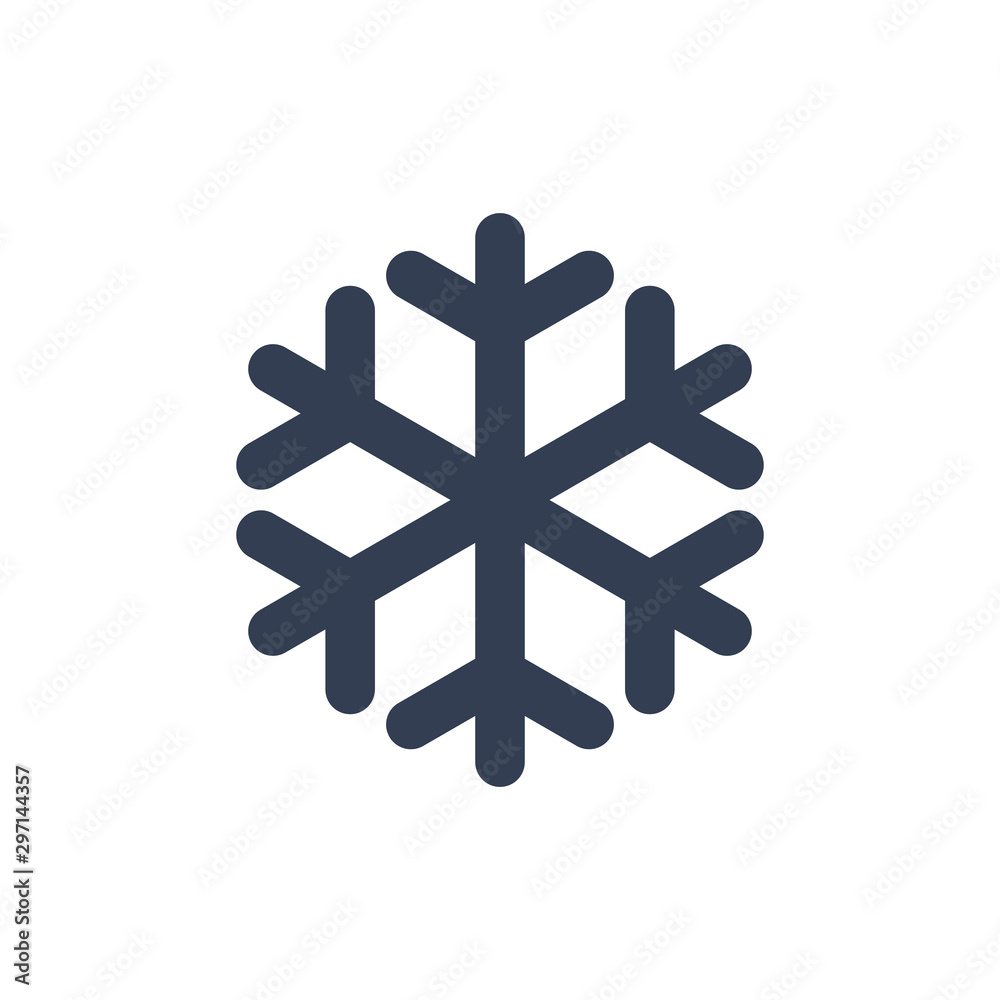 Obraz premium Snowflake icon. Black silhouette snow flake sign, isolated on white background. Flat design. Symbol of winter, frozen, Christmas, New Year holiday. Graphic element decoration. Vector illustration