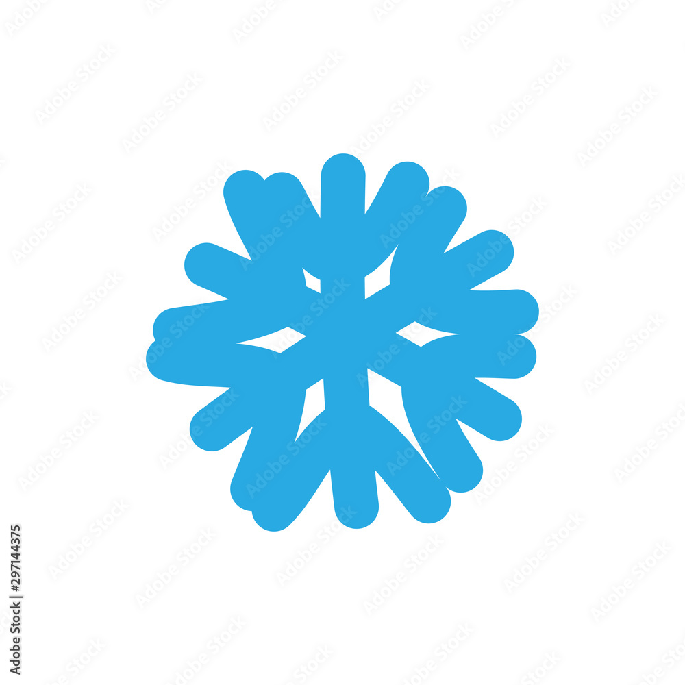 Snowflake icon. Blue silhouette snow flake sign, isolated on white background. Flat design. Symbol of winter, frozen, Christmas, New Year holiday. Graphic element decoration. Vector illustration Snowflake icon. Blue silhouette snow flake sign, isolated on white background. Flat design. Symbol of winter, frozen, Christmas, New Year holiday. Graphic element decoration. Vector illustration