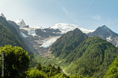 Mountain peaks and glacier on Mont Blanc Massif