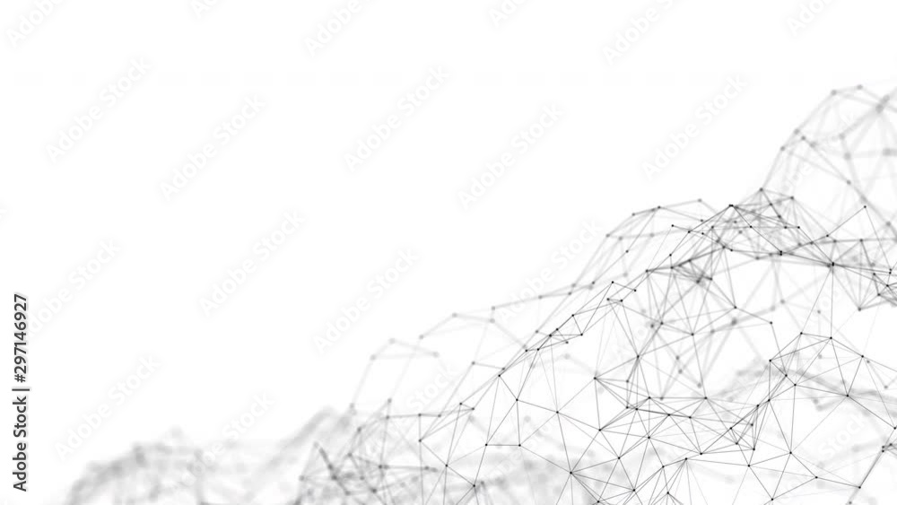 Abstract illustration background motion transformation with flickering light on plexus pattern of future innovation technology digital business dots line network decentralize communication connection