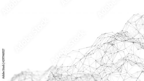Abstract illustration background motion transformation with flickering light on plexus pattern of future innovation technology digital business dots line network decentralize communication connection