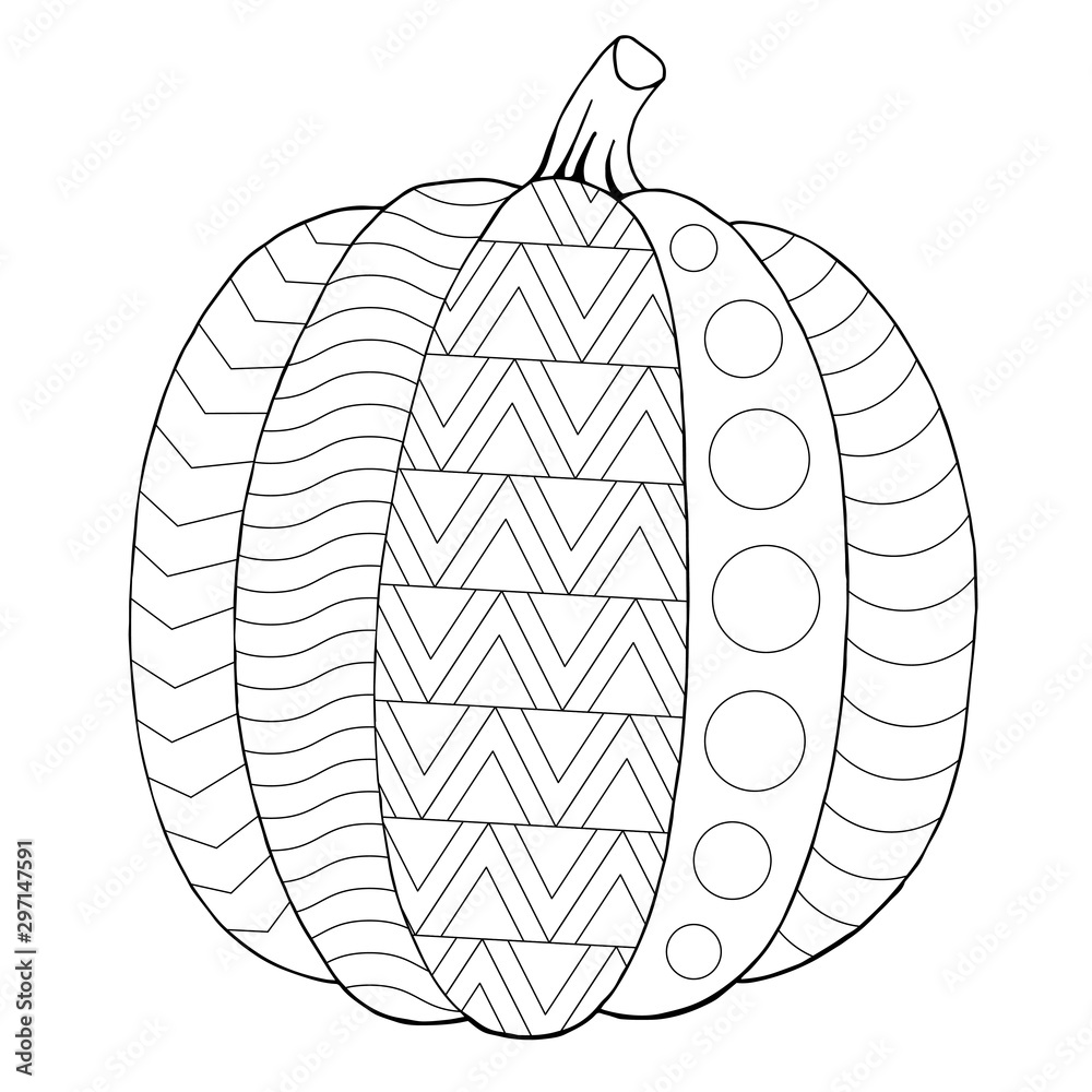 Pumpkin coloring page for painting vector illustration for children and