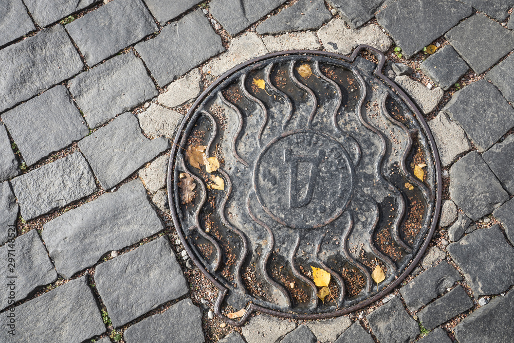 Manhole in the streets of Moscow.