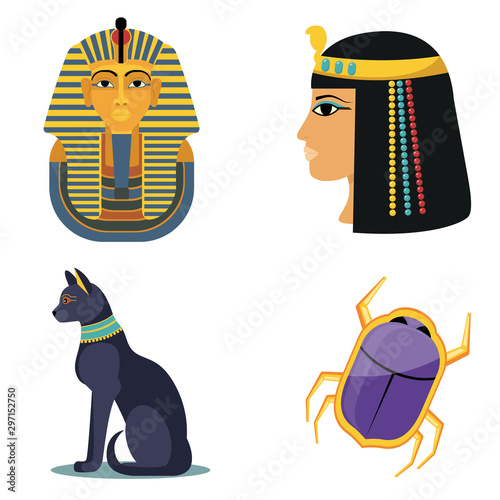 Egypt icons set. Famous egyptian symbols.
