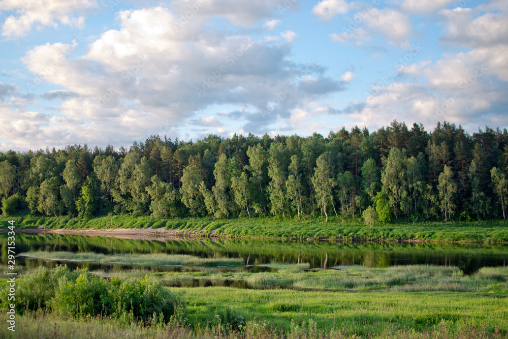 Landscape view to Daugava river in Latgale region, Latvia