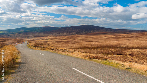 Wild road through Wicklow mountains in Ireland