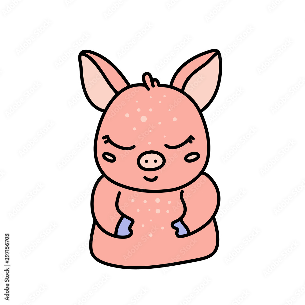 Cute baby pig hand drawn vector character Cute baby pig hand drawn vector character
