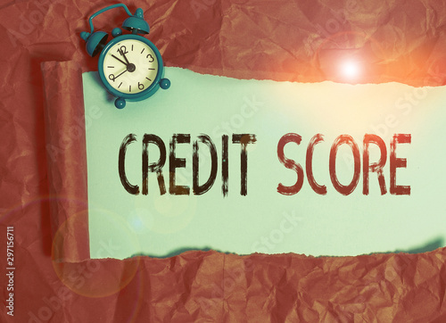 Word writing text Credit Score. Business photo showcasing Represent the creditworthiness of an individual Lenders rating