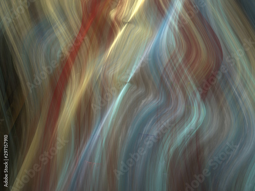 Abstract Design, Digital Illustration - Multicolored Rays of Light, Warped Parallel Lines with Alternating Colors, Bands of Color, Soft Gradients, colored gradient.